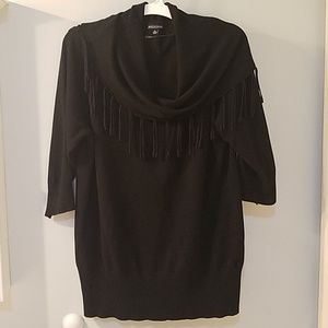 Notations Gray Fringe Cowl Neck Sweater Sz 

XL